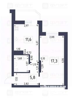 1-к квартира, вторичка, 38м2, 6/10 этаж
