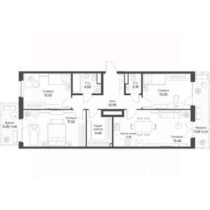 4-к квартира, строящийся дом, 92м2, 8/8 этаж