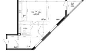 2-к квартира, вторичка, 66м2, 13/23 этаж