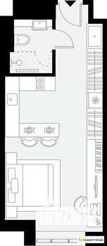 1-к квартира, вторичка, 28м2, 4/27 этаж