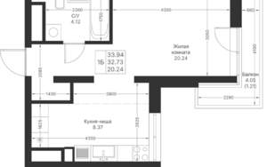 1-к квартира, вторичка, 34м2, 17/24 этаж