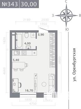 Студия квартира, строящийся дом, 30м2, 2/25 этаж
