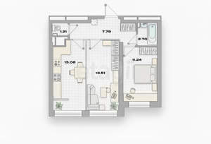 2-к квартира, вторичка, 49м2, 19/25 этаж