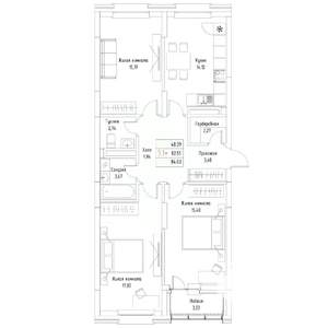 3-к квартира, вторичка, 84м2, 2/9 этаж