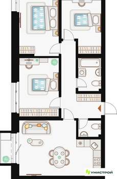 3-к квартира, вторичка, 83м2, 14/19 этаж
