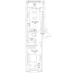 1-к квартира, вторичка, 47м2, 6/9 этаж