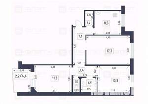 3-к квартира, вторичка, 63м2, 3/10 этаж
