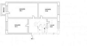 3-к квартира, вторичка, 54м2, 2/2 этаж