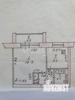 1-к квартира, вторичка, 35м2, 4/5 этаж