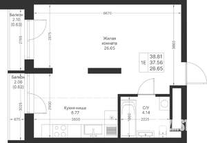 Студия квартира, вторичка, 39м2, 11/24 этаж
