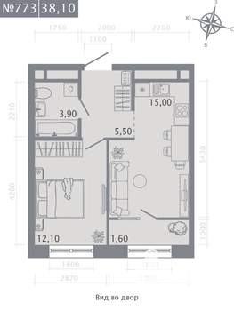 1-к квартира, вторичка, 38м2, 5/23 этаж