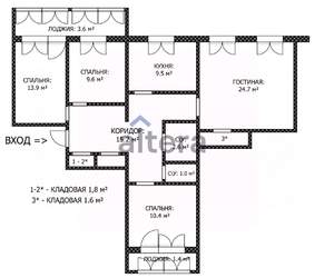 4-к квартира, вторичка, 95м2, 5/9 этаж