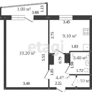 1-к квартира, вторичка, 37м2, 3/9 этаж