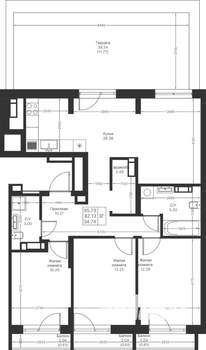 3-к квартира, вторичка, 96м2, 8/25 этаж