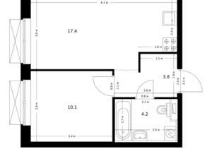 1-к квартира, вторичка, 36м2, 6/26 этаж
