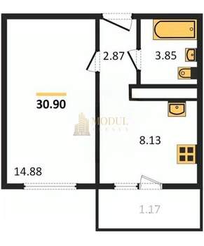 1-к квартира, вторичка, 29м2, 6/10 этаж