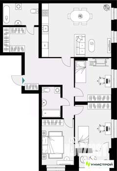 3-к квартира, вторичка, 107м2, 3/18 этаж