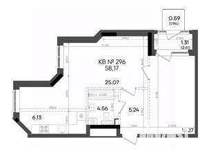 2-к квартира, вторичка, 58м2, 22/23 этаж