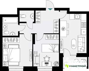 2-к квартира, вторичка, 56м2, 15/18 этаж