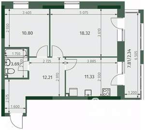 2-к квартира, вторичка, 59м2, 24/25 этаж