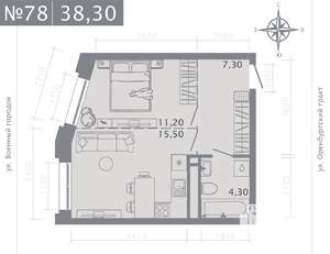 1-к квартира, строящийся дом, 38м2, 10/25 этаж