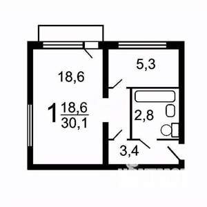 1-к квартира, вторичка, 32м2, 5/5 этаж