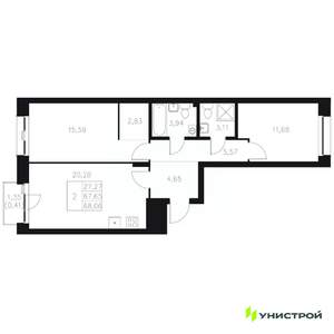 2-к квартира, вторичка, 68м2, 5/8 этаж