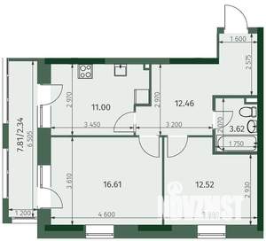 2-к квартира, вторичка, 59м2, 22/25 этаж