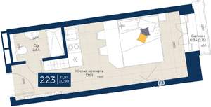 1-к квартира, вторичка, 21м2, 2/5 этаж