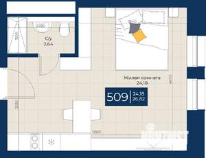 1-к квартира, вторичка, 27м2, 5/5 этаж