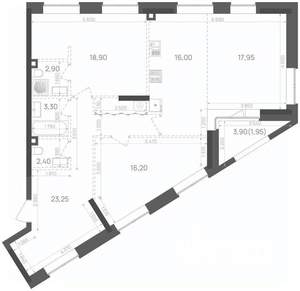 2-к квартира, вторичка, 103м2, 4/15 этаж