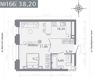 1-к квартира, строящийся дом, 38м2, 20/25 этаж