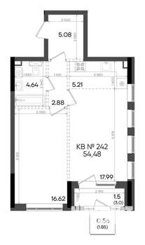 2-к квартира, вторичка, 54м2, 16/23 этаж