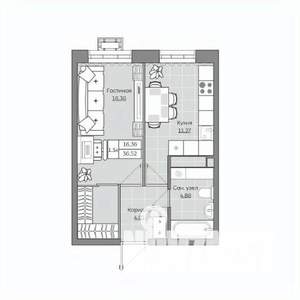 1-к квартира, вторичка, 37м2, 14/19 этаж