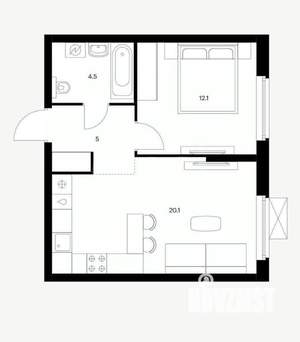 1-к квартира, вторичка, 39м2, 4/9 этаж