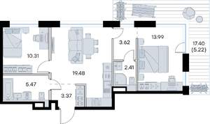 2-к квартира, вторичка, 64м2, 6/8 этаж