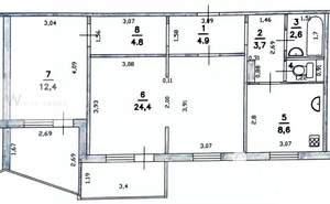 3-к квартира, вторичка, 68м2, 7/10 этаж