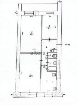 3-к квартира, вторичка, 62м2, 8/9 этаж
