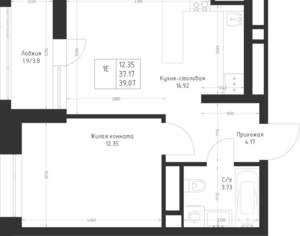1-к квартира, вторичка, 39м2, 14/23 этаж