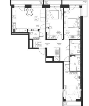 3-к квартира, вторичка, 98м2, 4/25 этаж
