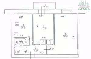 2-к квартира, вторичка, 47м2, 9/9 этаж