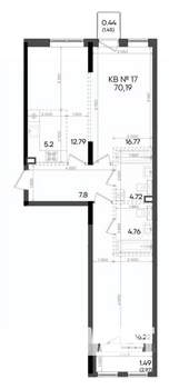 3-к квартира, вторичка, 70м2, 6/9 этаж