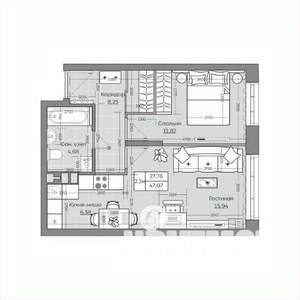 2-к квартира, вторичка, 47м2, 11/19 этаж