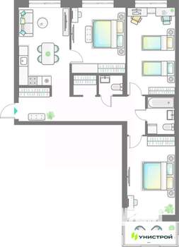 3-к квартира, вторичка, 90м2, 5/10 этаж