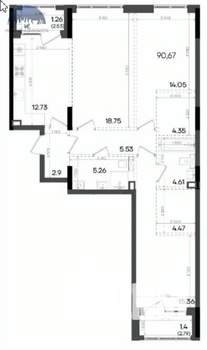 3-к квартира, вторичка, 91м2, 6/18 этаж