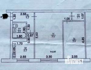 2-к квартира, вторичка, 46м2, 1/5 этаж