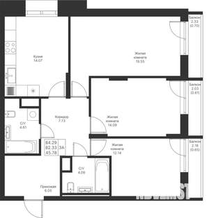 3-к квартира, вторичка, 84м2, 3/24 этаж