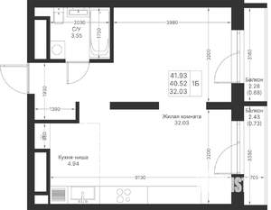 1-к квартира, вторичка, 42м2, 10/25 этаж