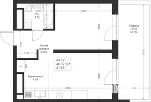 1-к квартира, вторичка, 44м2, 4/25 этаж
