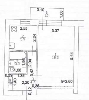 1-к квартира, вторичка, 33м2, 2/5 этаж
